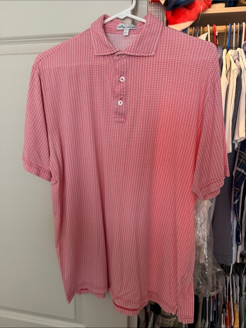 Peter Millar Pink Patterned Short-Sleeve Polo